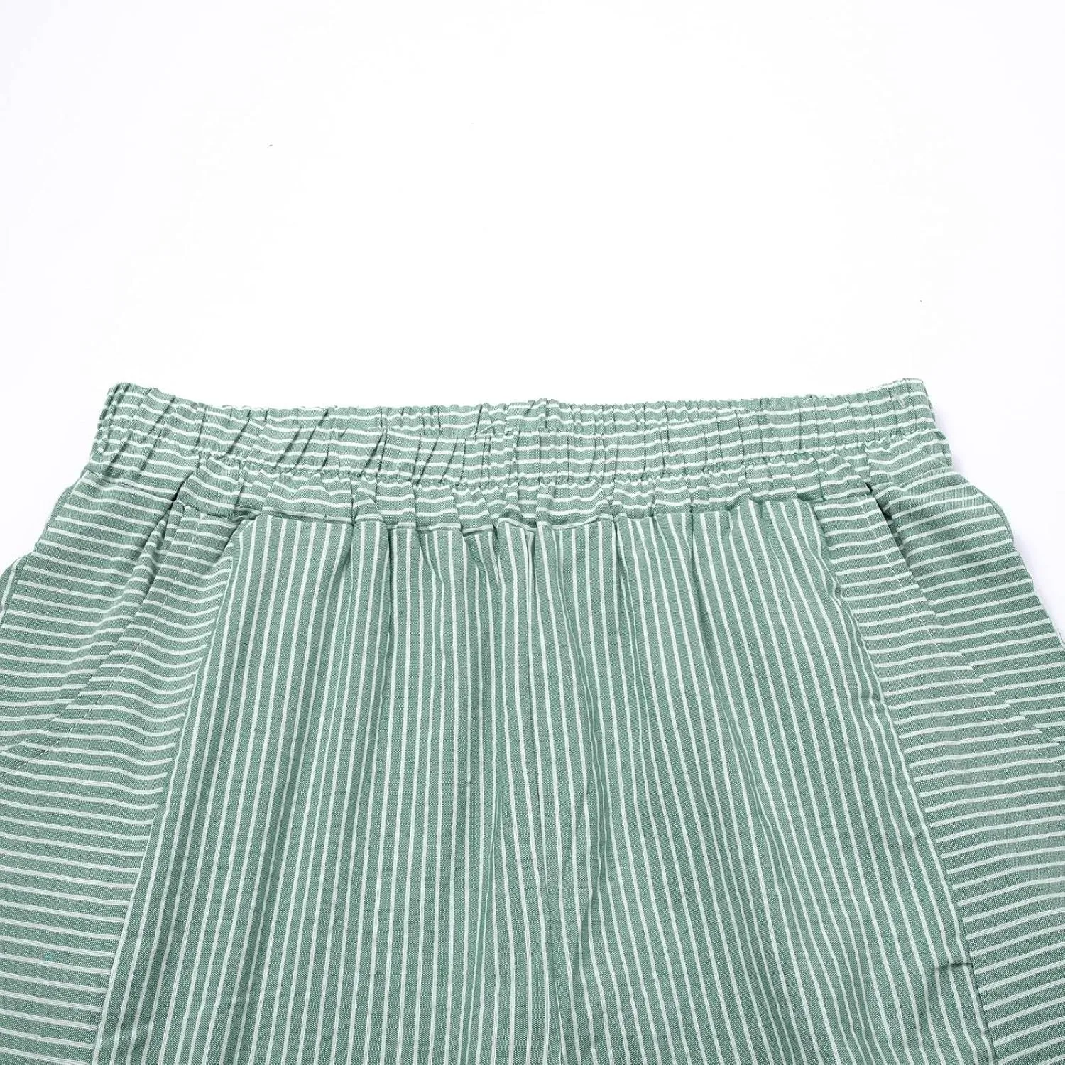 Linen Pants for Women 2025,Fashion Striped Summer Casual Pants, Elastic Waist Straight Leg Baggy Trousers Pockets