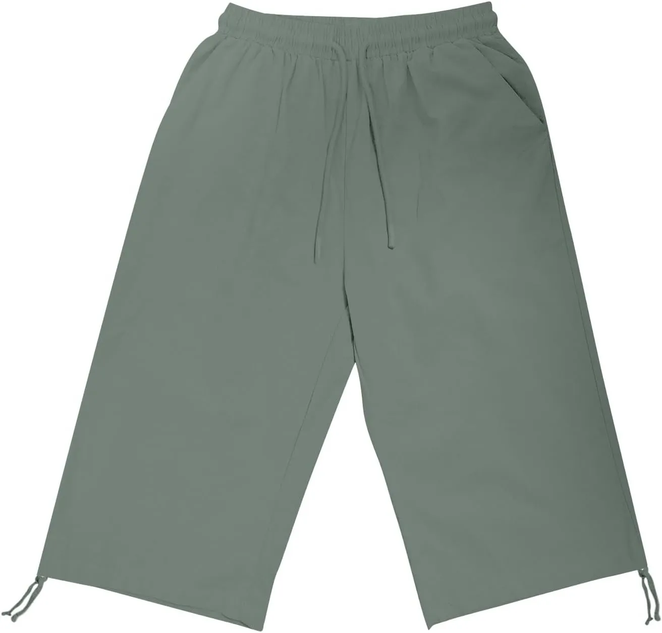 Linen Pants Women Summer Pants Ladies Loose Drawstring Casual Solid Color Shorts Wide Leg Casual Cotton Linen Pants