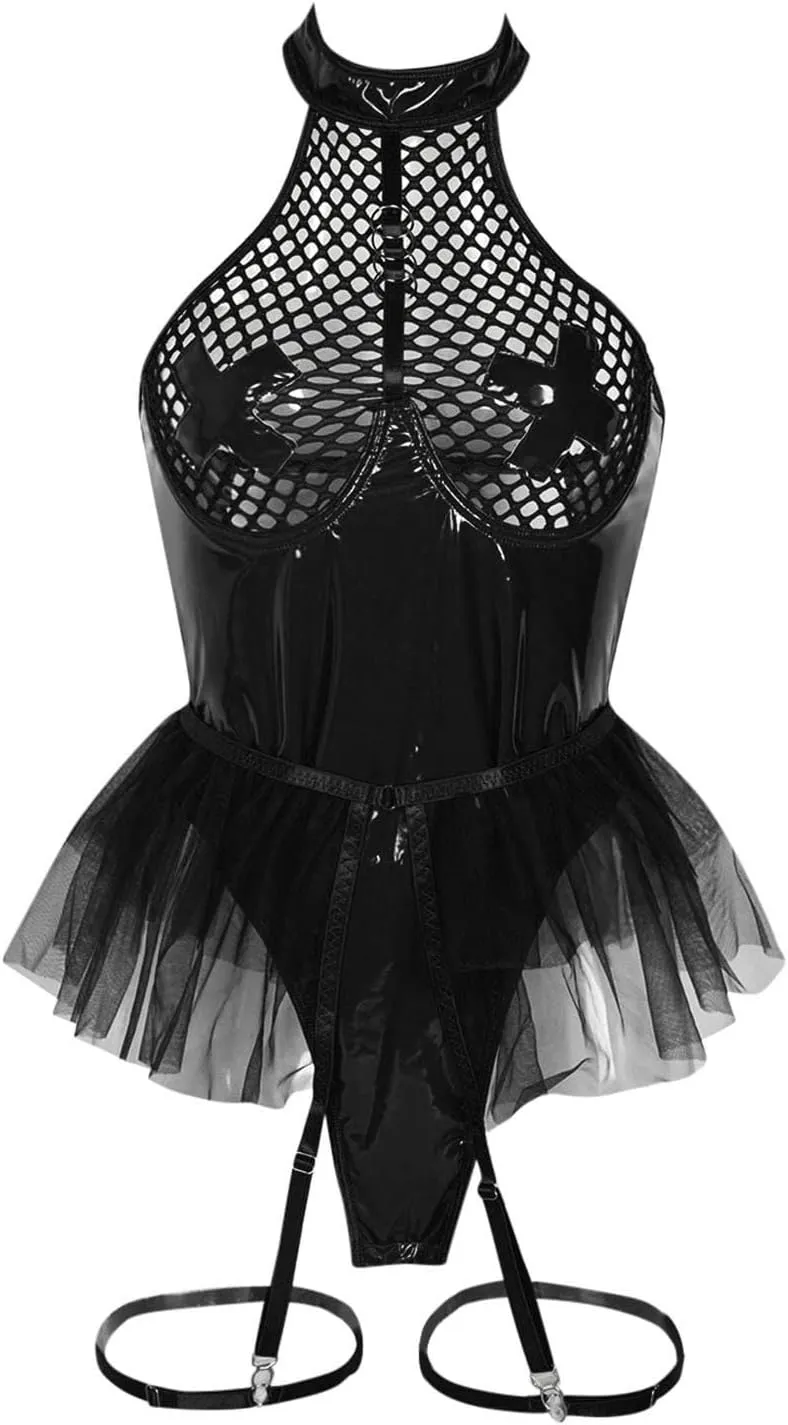 Lingerie for Women Sexy Slutty Ruffle 2 Piece Sleepwear Lingerie Push Up Teddy Lingerie Bodysuit
