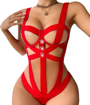 Lingerie for Women Sexy Slutty Ruffle 2 Piece Sleepwear Lingerie Push Up Teddy Lingerie Bodysuit