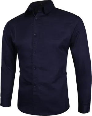 Long Sleeve Dress Shirts for Men Stretch Wrinkle-Resistant Formal Tops Casual Heather Button Down Outfits