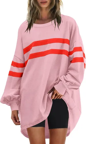 Long Sweatshirts for Women Crewneck Oversized Fall Shirts 2024 Long Sleeve Tunic Tops S-2XL