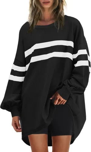 Long Sweatshirts for Women Crewneck Oversized Fall Shirts 2024 Long Sleeve Tunic Tops S-2XL