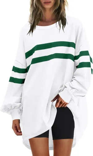 Long Sweatshirts for Women Crewneck Oversized Fall Shirts 2024 Long Sleeve Tunic Tops S-2XL