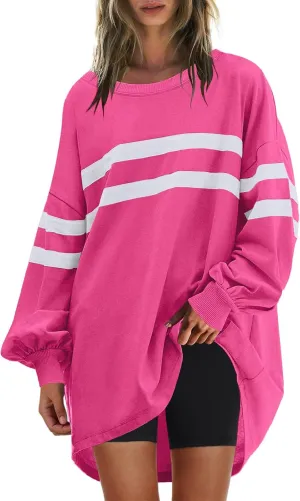 Long Sweatshirts for Women Crewneck Oversized Fall Shirts 2024 Long Sleeve Tunic Tops S-2XL