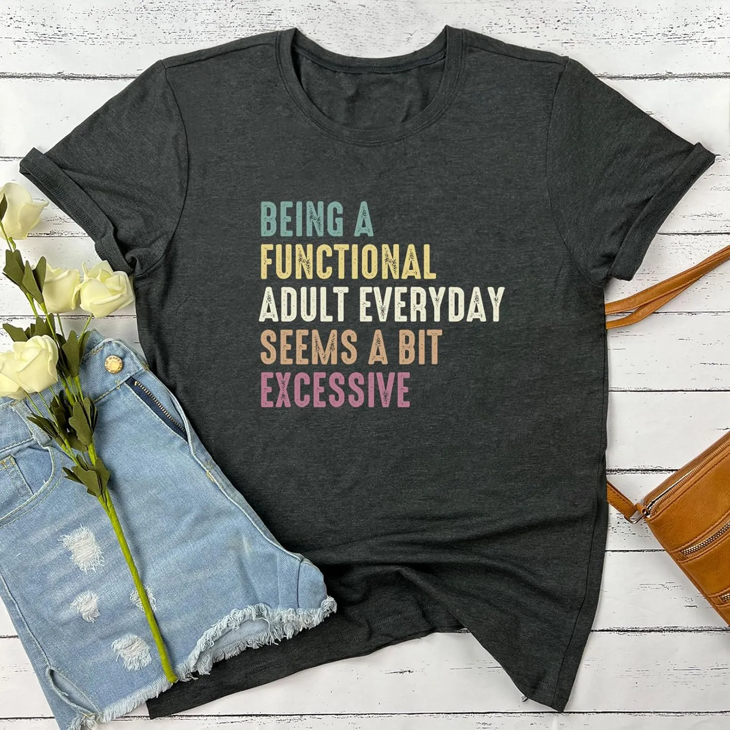 LOOKFACE Women Being A Graphic Tees Cute Tops
