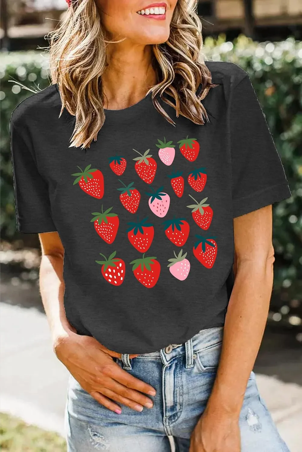 MAIHUN Strawberry Shirts Fruit Tshirts Strawberries Graphic Tee Garden Clothing Gardener Gift Tops
