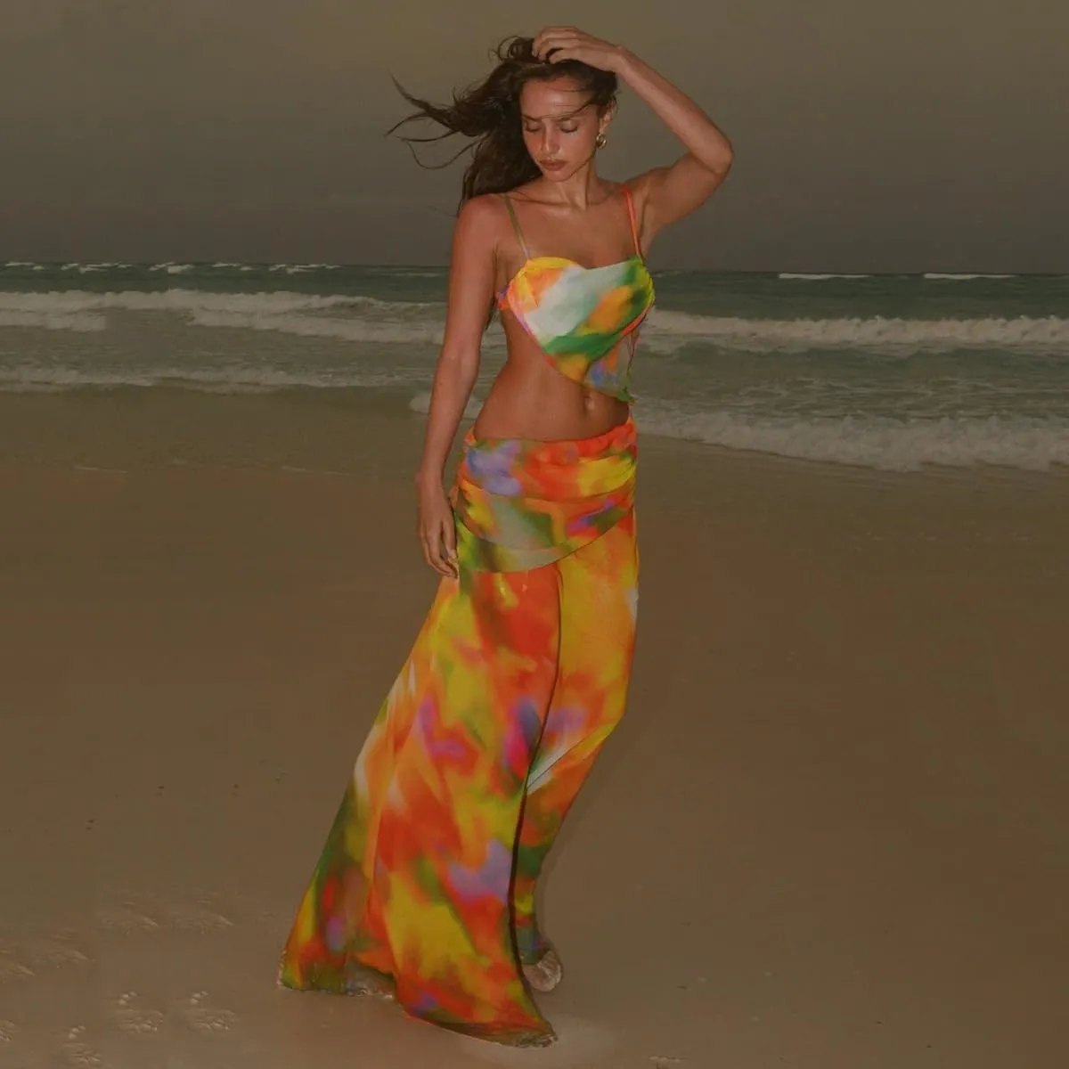 Maxi Skirt and Top Set for Women Summer Y2k Two Piece Skirt Set Matching Sets Women Long Skirts