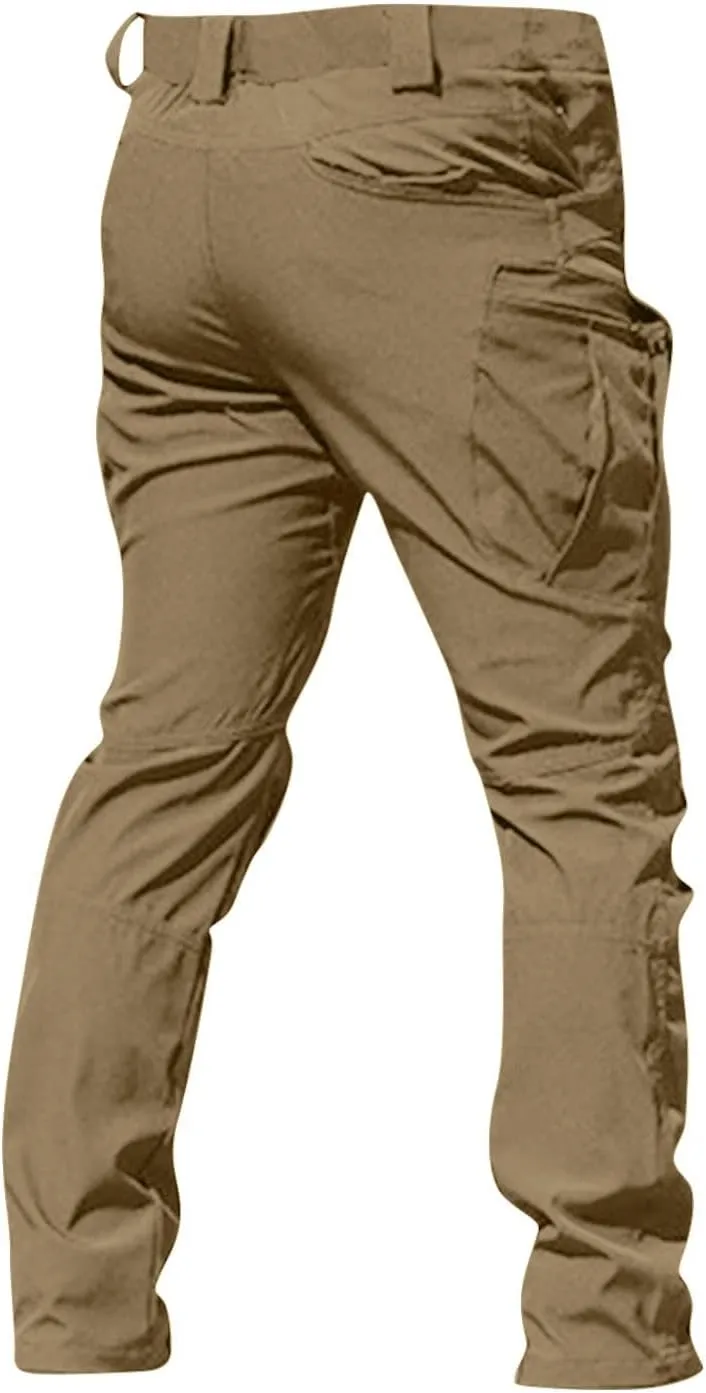 Men Cargo Pants with Zipper Pockets Ripstop Stretch Y2K Pants Baggy Slim Fit Trousers Tall Pants with Multi Pockets