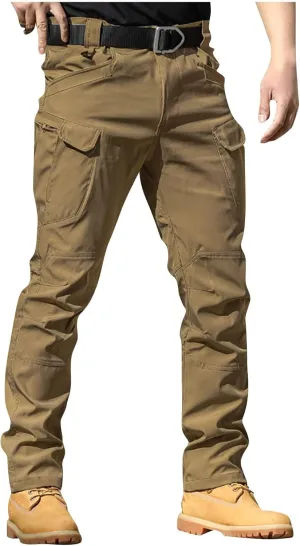Men Cargo Pants with Zipper Pockets Ripstop Stretch Y2K Pants Baggy Slim Fit Trousers Tall Pants with Multi Pockets