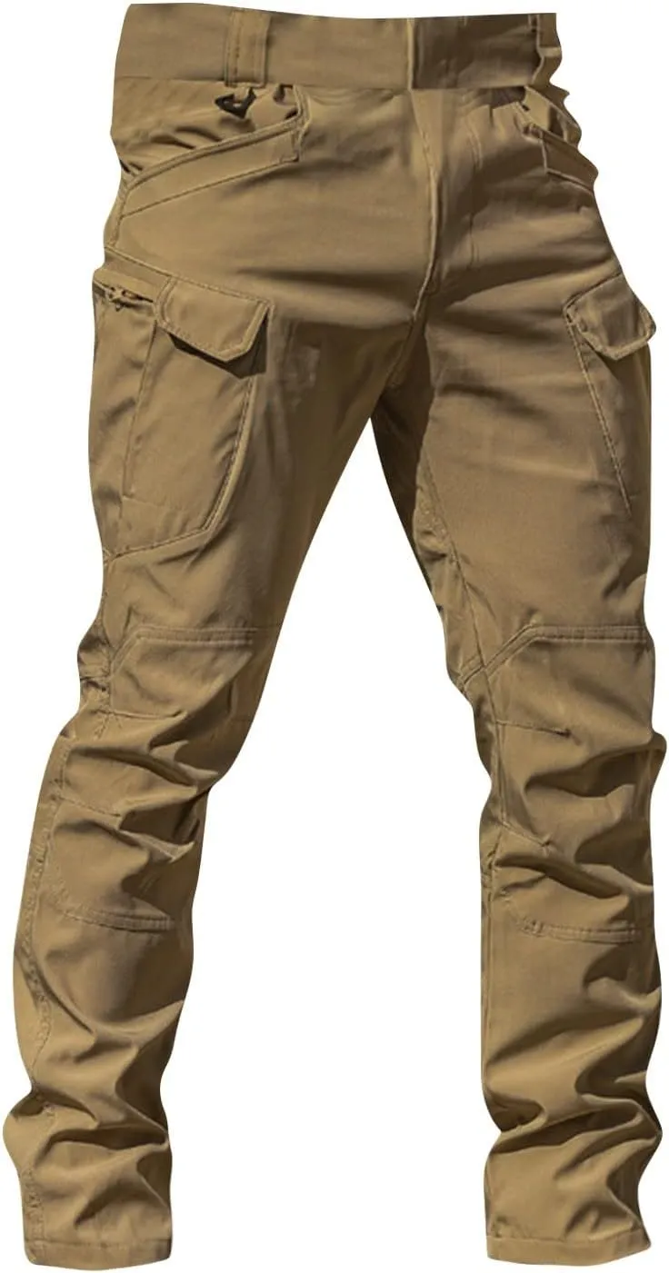 Men Cargo Pants with Zipper Pockets Ripstop Stretch Y2K Pants Baggy Slim Fit Trousers Tall Pants with Multi Pockets