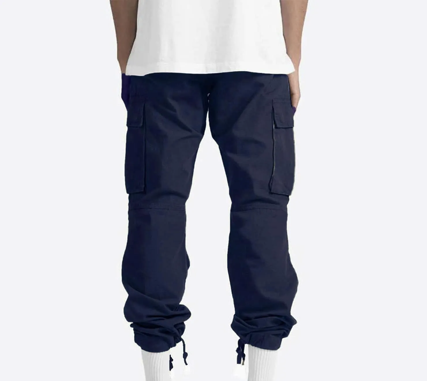 Men Cargo Sweatpants Loose Casual Work Pants Joggers Open Bottom Drawstring Cargos Athletic Cotton Straight Sweat Pant
