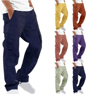 Men Cargo Sweatpants Loose Casual Work Pants Joggers Open Bottom Drawstring Cargos Athletic Cotton Straight Sweat Pant