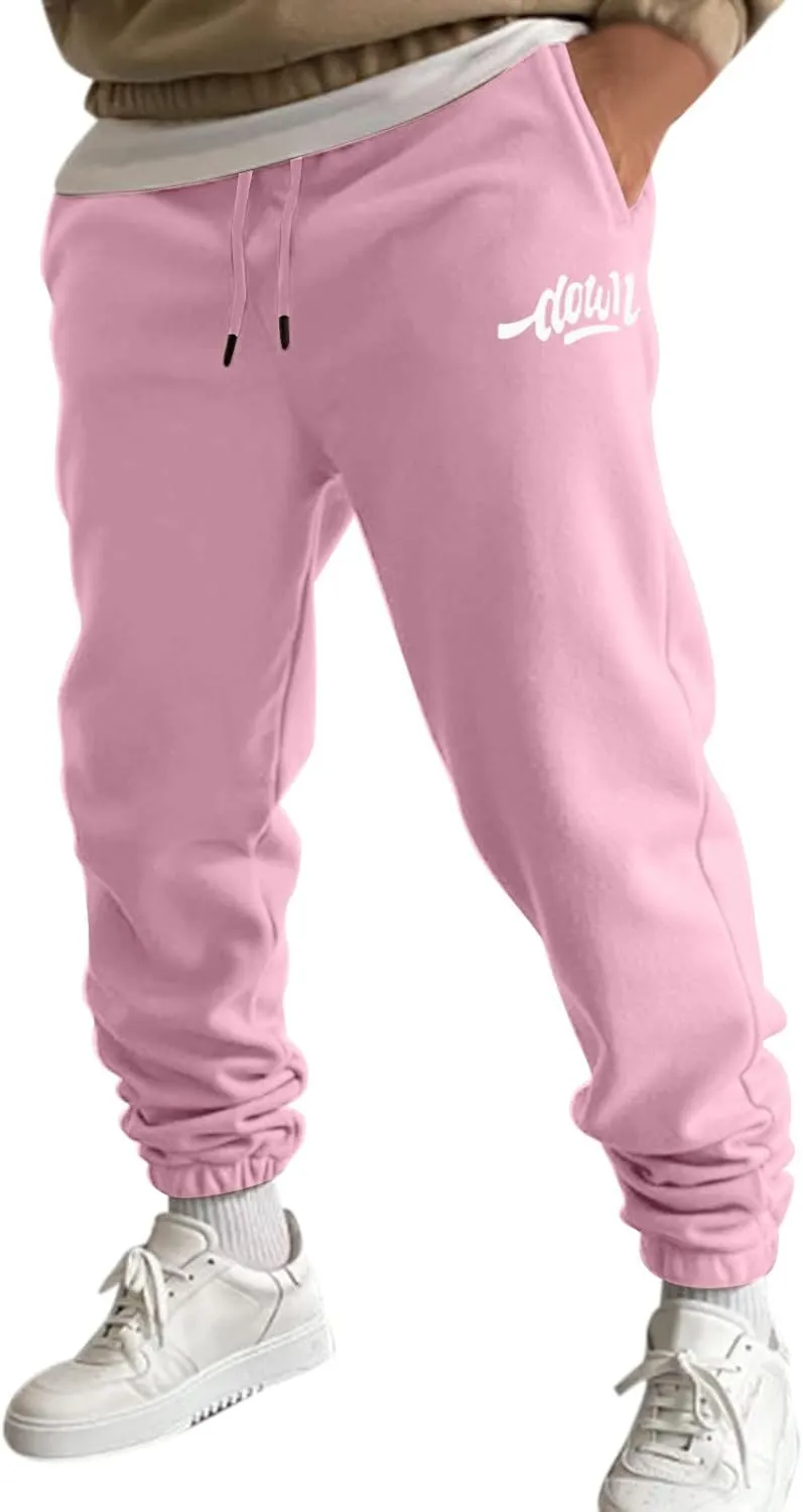 Mens Autumn and Winter High Street Fashion Leisure Loose Sports Running Solid Color Lace Up Pants Sweater Sport