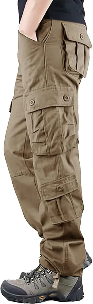 Men's Cargo Jogger Pants Pants Men's Elastic Multi Pocket Pants Outdoor Straight Tube Workwear Sherpa Lined