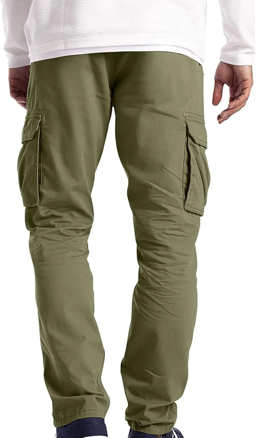 Mens Cargo Pants Big and Tall Loose Fit Stretch Waist Cargo Sweatpants Casual Solid Pleated Straight Athletic Hiking Pants