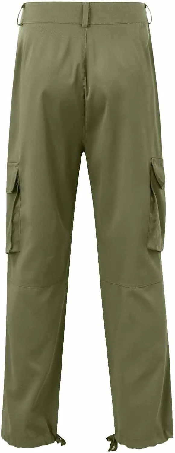 Mens Cargo Pants Big and Tall Loose Fit Stretch Waist Cargo Sweatpants Casual Solid Pleated Straight Athletic Hiking Pants