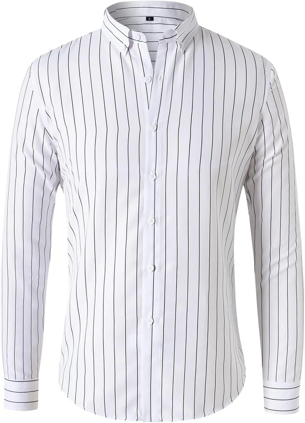 Mens Casual Business Vertical Striped Long Sleeve Button Down Dress Shirts for Casual Vertical Striped Shirt