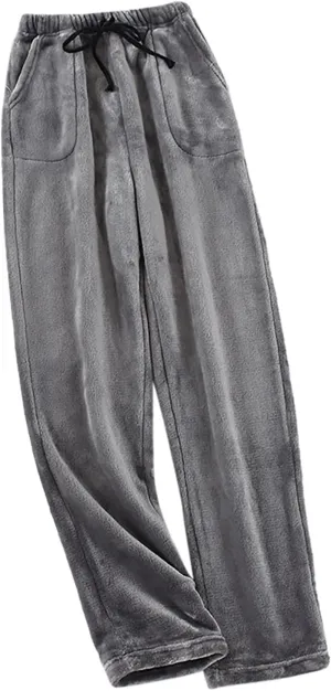 Men's Casual Fleece Pants Relaxed Fit Stretch Waist Thickened Lounge Pants Plus Size Straight Leg Comfy Baggy Trousers