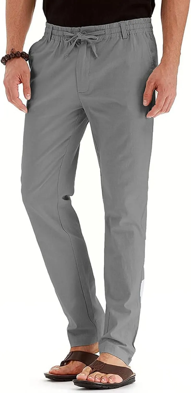 Mens Casual Pants Elastic Waist Drawstring Lounge Pants Lightweight Plus Size Straight Leg Atheltic Sweatpants with Pockets