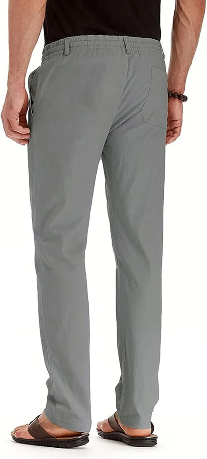 Mens Casual Pants Elastic Waist Drawstring Lounge Pants Lightweight Plus Size Straight Leg Atheltic Sweatpants with Pockets