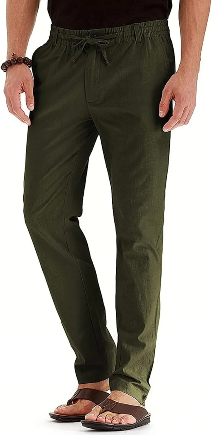 Mens Casual Pants Elastic Waist Drawstring Lounge Pants Lightweight Plus Size Straight Leg Atheltic Sweatpants with Pockets