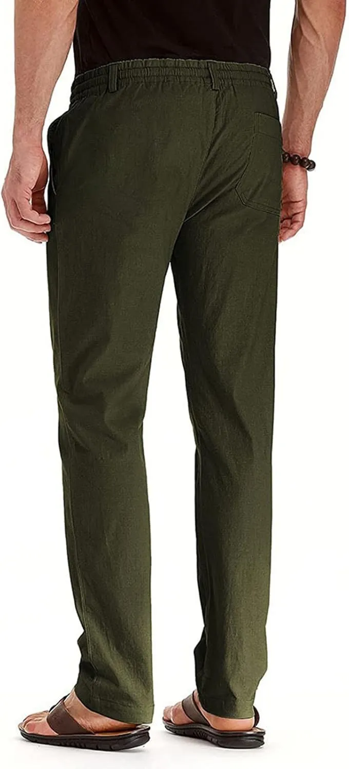 Mens Casual Pants Elastic Waist Drawstring Lounge Pants Lightweight Plus Size Straight Leg Atheltic Sweatpants with Pockets