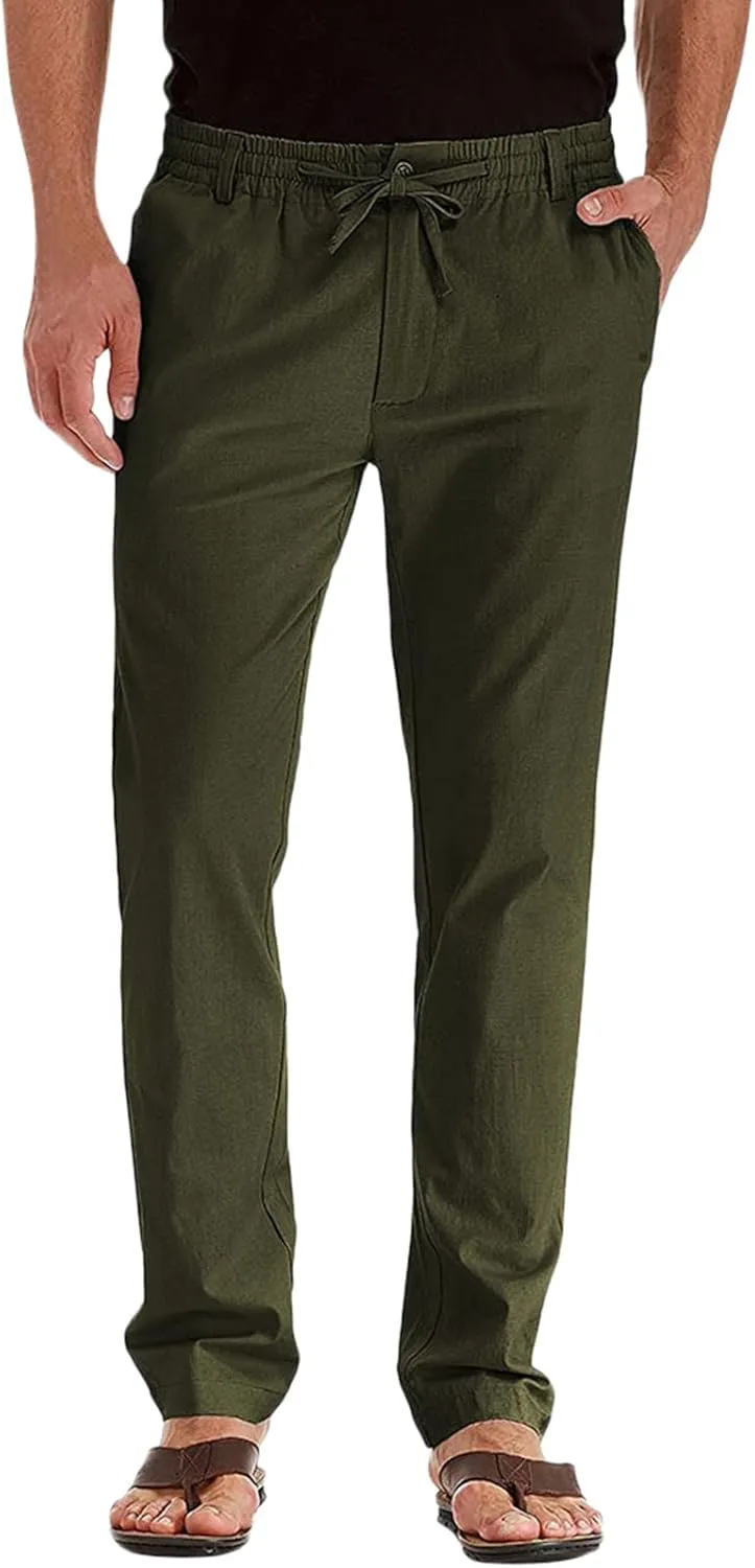 Mens Casual Pants Elastic Waist Drawstring Lounge Pants Lightweight Plus Size Straight Leg Atheltic Sweatpants with Pockets