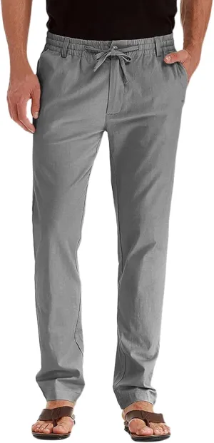 Mens Casual Pants Elastic Waist Drawstring Lounge Pants Lightweight Plus Size Straight Leg Atheltic Sweatpants with Pockets