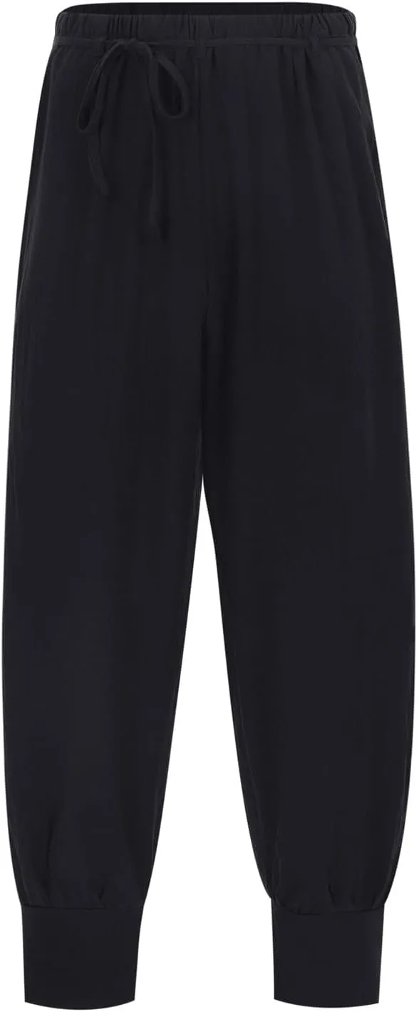 Mens Casual Pants Elastic Waist Drawstring Retro Medieval Tapered Pants Lightweight Slim Fit Summer Beach Yoga Trousers