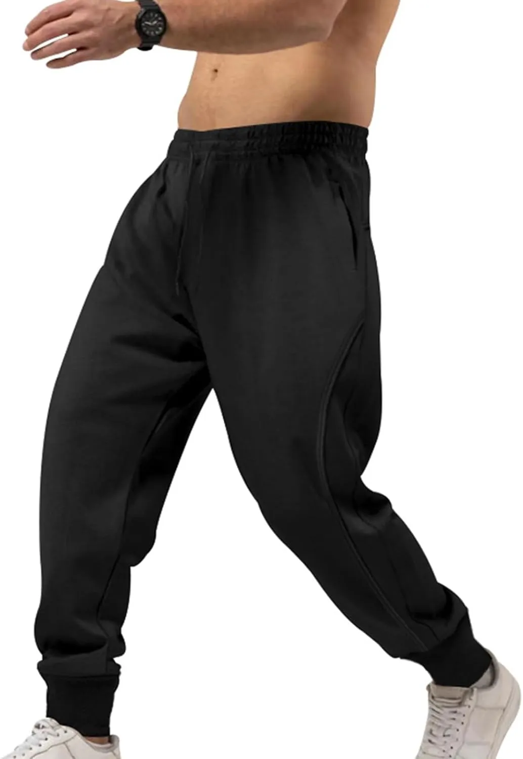 Mens Casual Pants Elastic Waist Relaxed Fit Stretch Sweatpants Big and Tall Baggy Outdoor Workout Athletic Pants with Pockets