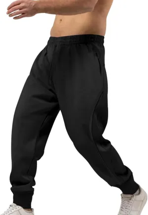 Mens Casual Pants Elastic Waist Relaxed Fit Stretch Sweatpants Big and Tall Baggy Outdoor Workout Athletic Pants with Pockets