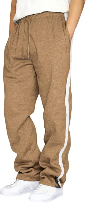 Men's Casual Pants Mens Athleisure and Fleece Bunched Feet Multi Pocket Cargo Pants Open Bottom Athletic Pants Black