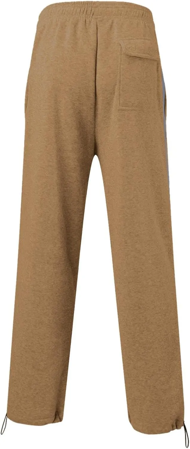 Men's Casual Pants Mens Athleisure and Fleece Bunched Feet Multi Pocket Cargo Pants Open Bottom Athletic Pants Black