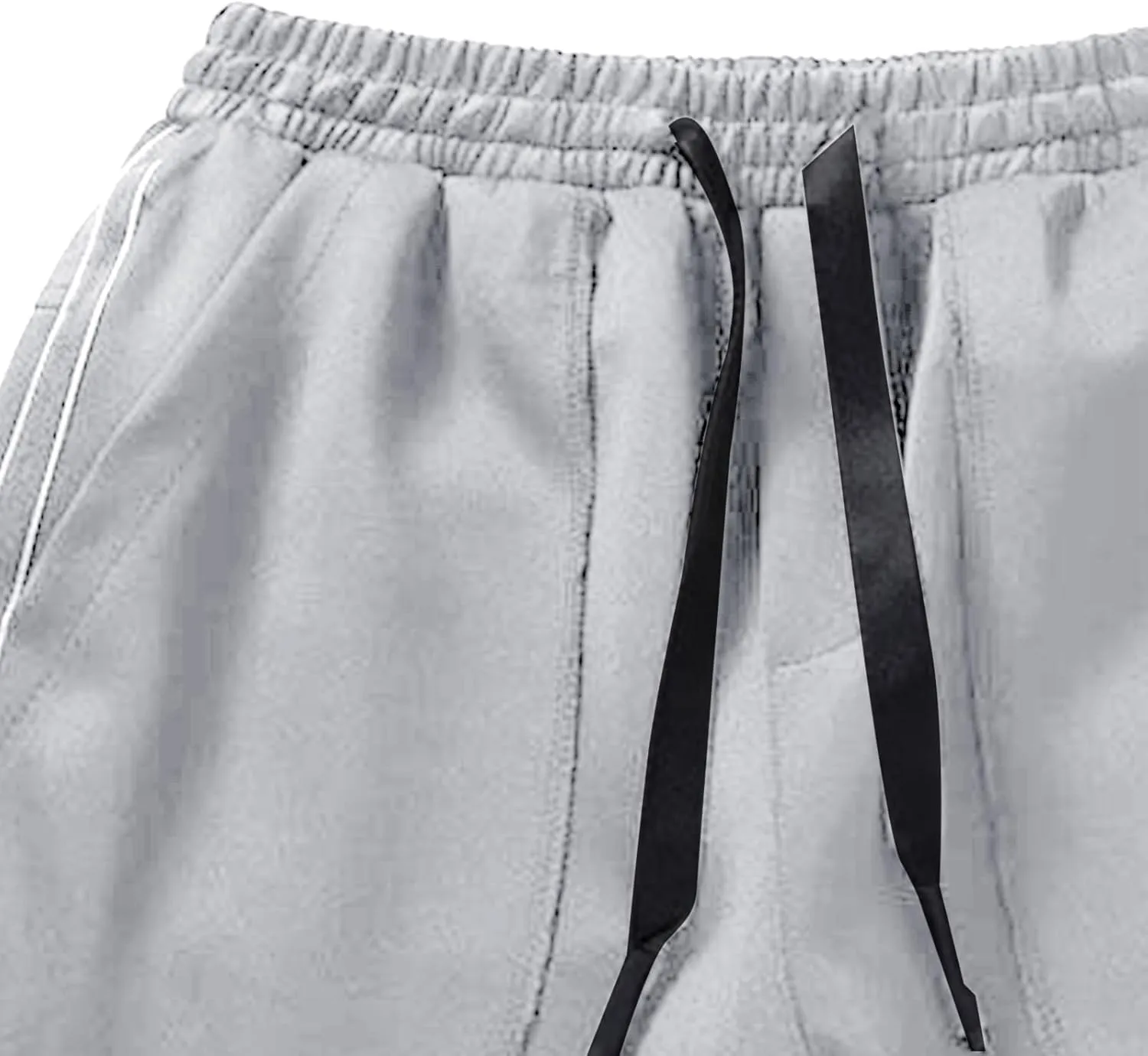 Mens Casual Pants Relaxed Fit Elastic Waist Plus Size Tapered Trousers Lightweight Drawstring Comfy Slacks with Zipper Pocket