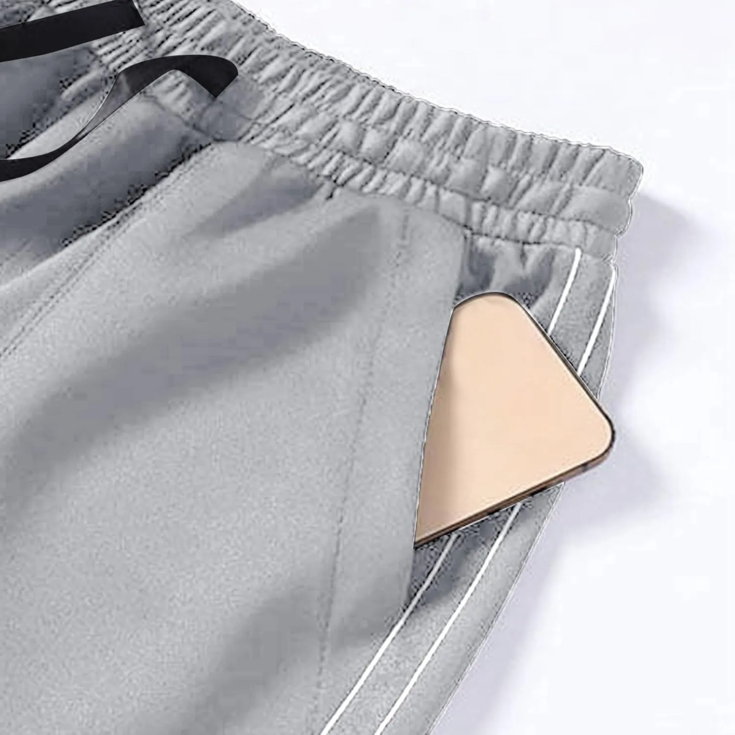 Mens Casual Pants Relaxed Fit Elastic Waist Plus Size Tapered Trousers Lightweight Drawstring Comfy Slacks with Zipper Pocket