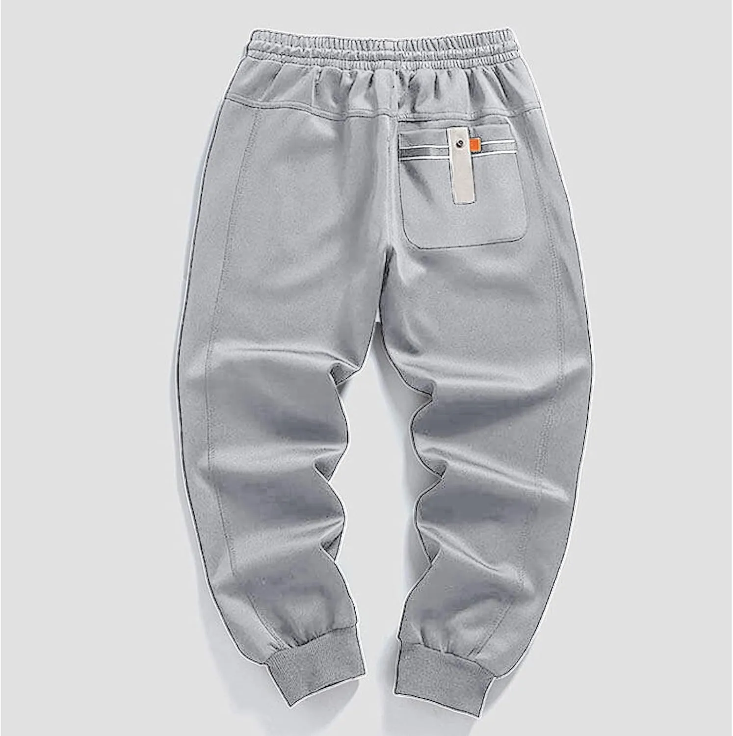 Mens Casual Pants Relaxed Fit Elastic Waist Plus Size Tapered Trousers Lightweight Drawstring Comfy Slacks with Zipper Pocket