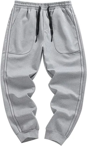 Mens Casual Pants Relaxed Fit Elastic Waist Plus Size Tapered Trousers Lightweight Drawstring Comfy Slacks with Zipper Pocket