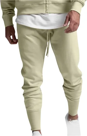 Mens Casual Pants with Pockets Chinos Pants Men Slim Fit Bound Feet Drawstring Elastic Waist Solid Color Sweatpants Trouser