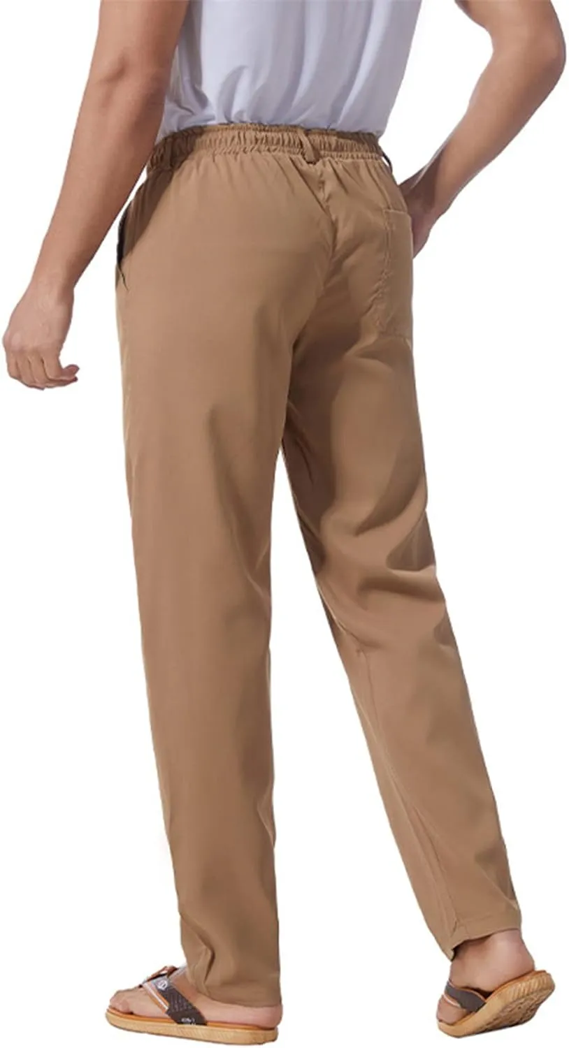 Men's Chino Pants Casual Stretch Waist Tapered Trousers Slim Fit Dress Pants Casual Stretch Twill Pant with Pockets