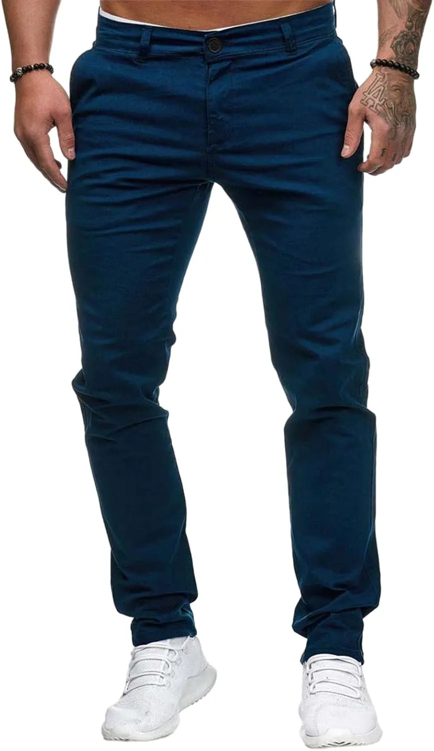 Mens Chinos Pants Flat Front Skinny Dress Pants Jogging Workout Pants for Men Running Sweatpants Hiking Pants