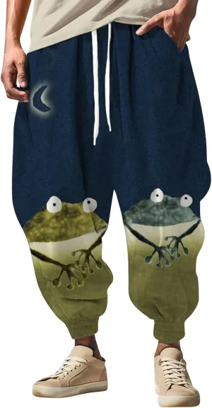 Men's Cotton Harem Yoga Baggy Pants Feel Casual Sweatpants Fashion Solid Color Oversized Tapered Pants Baggy Linen