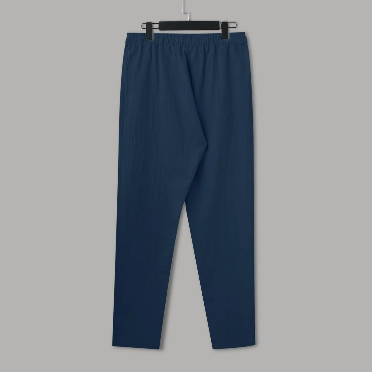 Mens Cotton Joggers Elastic Waist Loose Fit Lightweight Hiking Pants Casual Solid Plus Size Straight Leg Athletic Sweatpants