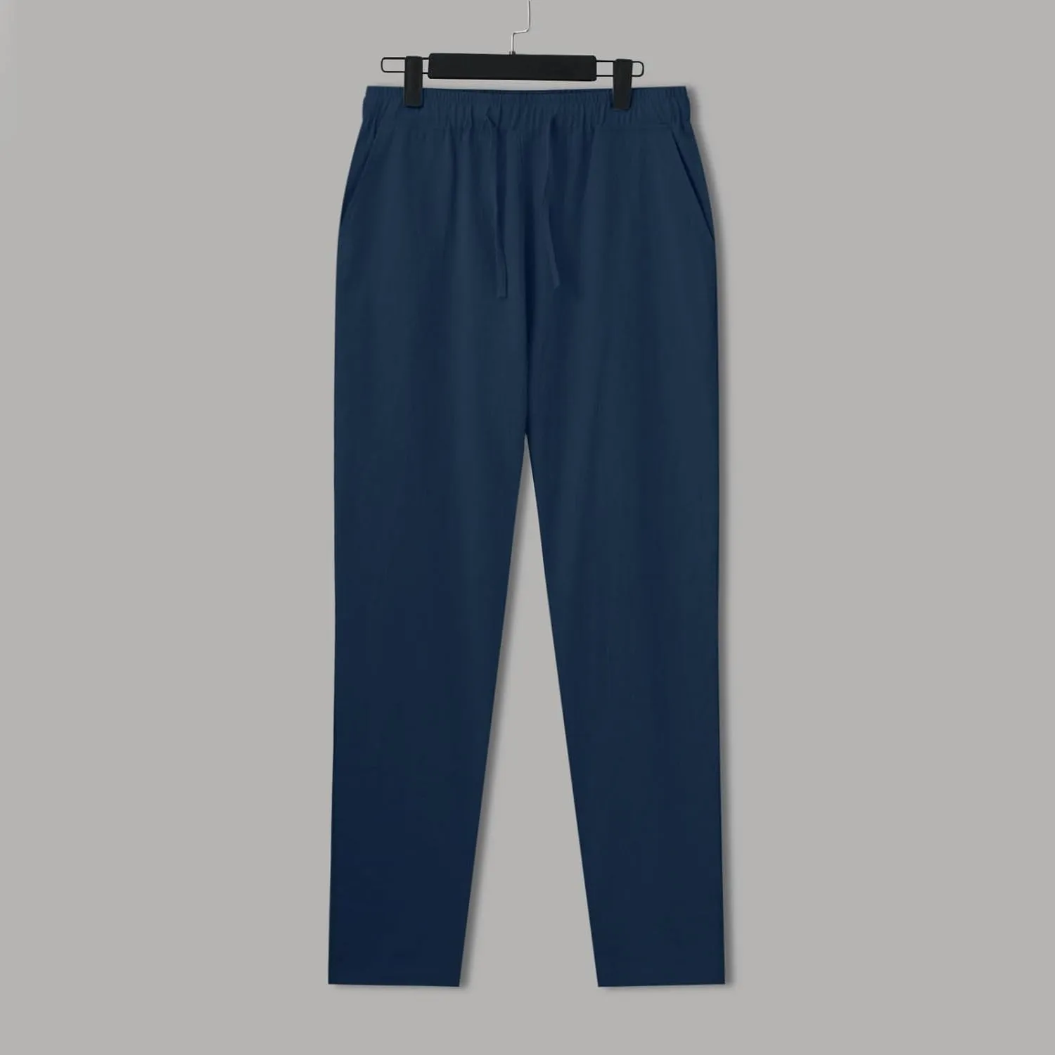 Mens Cotton Joggers Elastic Waist Loose Fit Lightweight Hiking Pants Casual Solid Plus Size Straight Leg Athletic Sweatpants