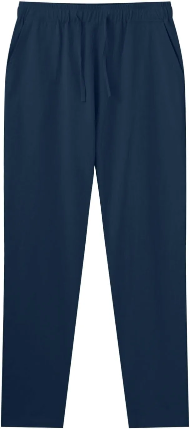 Mens Cotton Joggers Elastic Waist Loose Fit Lightweight Hiking Pants Casual Solid Plus Size Straight Leg Athletic Sweatpants