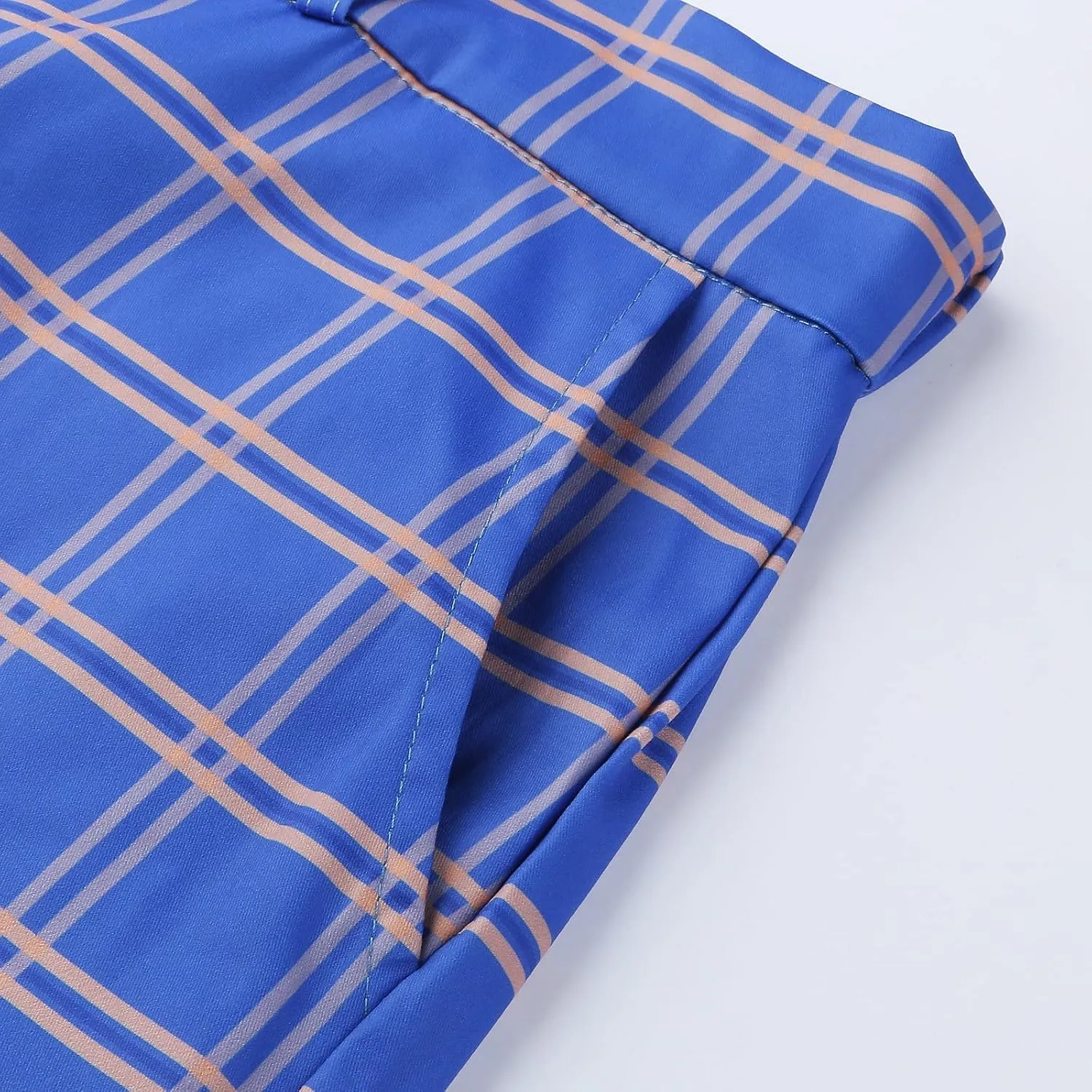 Mens Dress Pants, Mens Plaid Stretch Dress Pants Slim Fit Skinny Chino Pants Tapered Business Casual Pencil Pants