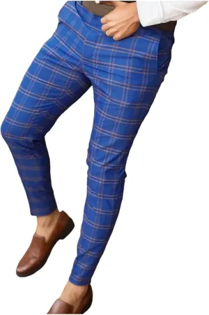 Mens Dress Pants, Mens Plaid Stretch Dress Pants Slim Fit Skinny Chino Pants Tapered Business Casual Pencil Pants