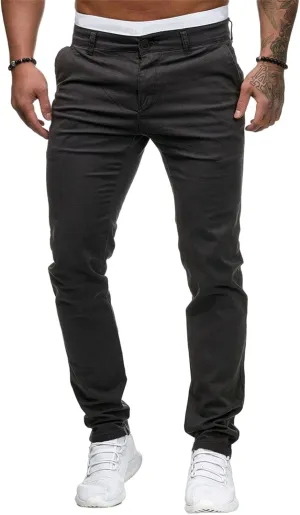 Mens Dress Pants Slim Fit Chinos Stretch Fashion Pant Skinny Leg