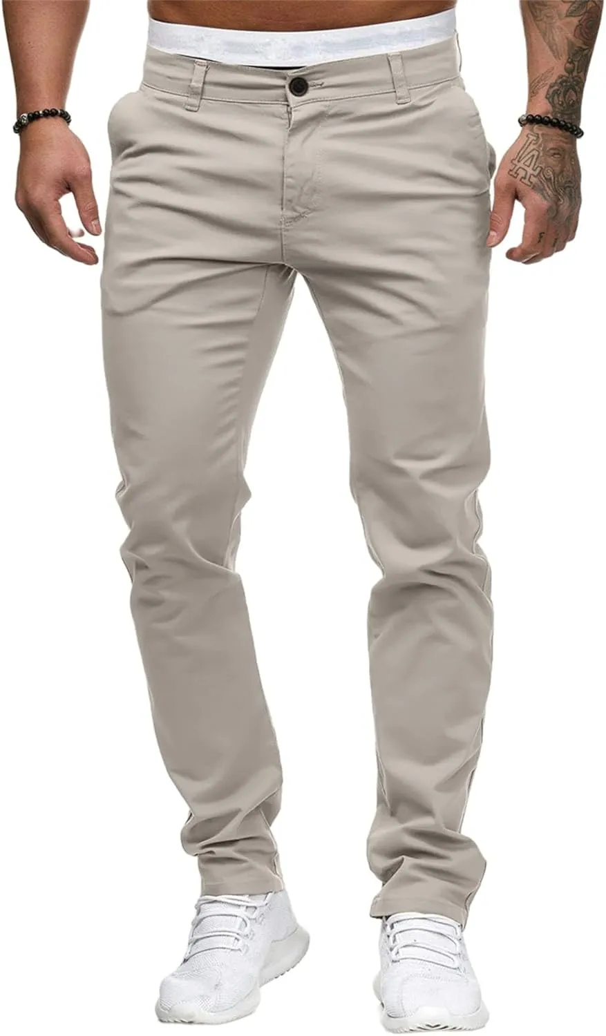 Mens Dress Pants Slim Fit Chinos Stretch Fashion Pant Skinny Leg