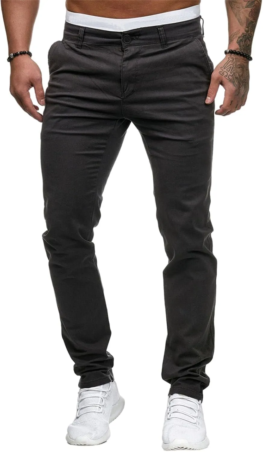 Mens Dress Pants Slim Fit Chinos Stretch Fashion Pant Skinny Leg